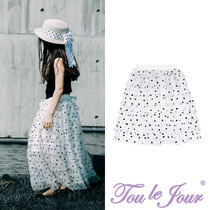 Toulejour Girls Wear Bo Dot Mesh Cake Dress Baby Princess Skirt Childrens Skirt Medium-length dress Summer