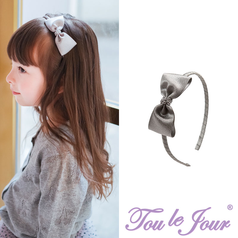 Toulejour Children's hot-selling accessories Sparkle Silver gray bow Handmade refined all-inclusive hair band Hair band