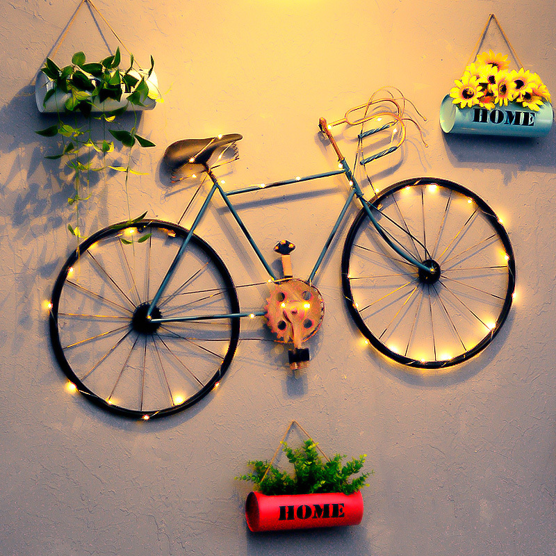 Retro Industrial Style Wall-Mounted Bicycle Bar and Restaurant Decoration Barbecue Restaurant Wall Decoration Creative Wall Decoration