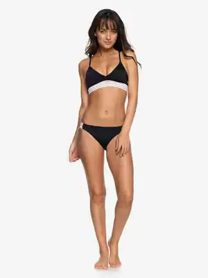 Roxy bikini women's two-piece swimsuit hollow out sexy bikini top breifs black slim
