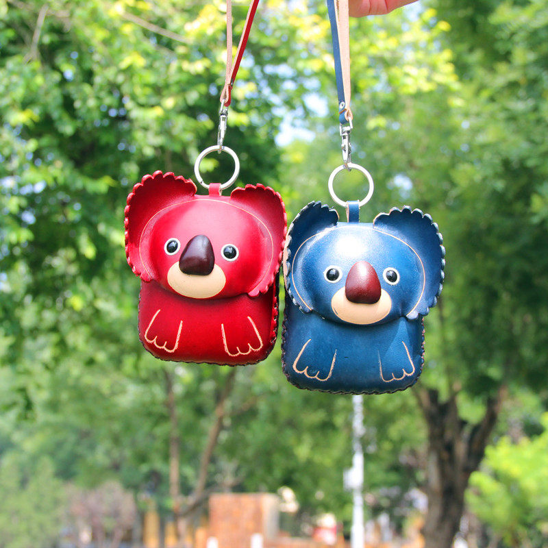 Genuine Leather Cora Small Zero Wallet Zero Money Card Multifunction Bag Cute Cartoon with wrist hard leather styling bag