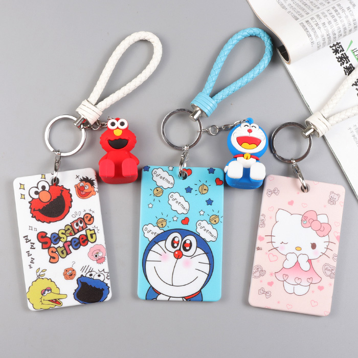 Cute Little Schoolgirl Campus Meal Card Entrance control bus Tube cutting sleeve Kindergarten transport card hanging rope protective sleeves Hard