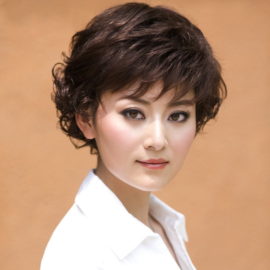 利达假发女 短发 时尚中老年假发 蓬松短卷发 反翘 妈妈假发套