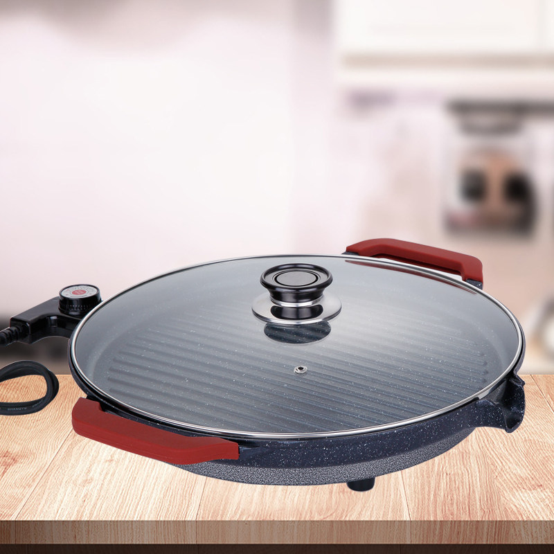 Round electric baking tray Household smoke-free non-stick Teppanyaki Korean paper barbecue pot Maifan Stone Korean electric oven