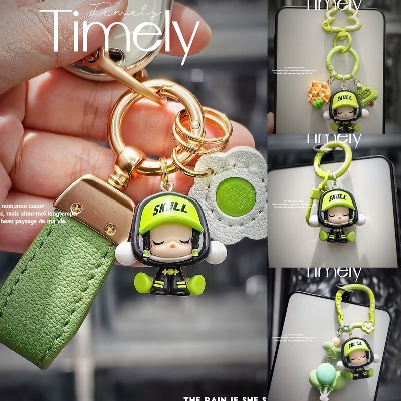 Car Keychain with Genuine Pop Mart Cute Character Sp Wanderer Pendant, Beijing Limited Edition, Handmade