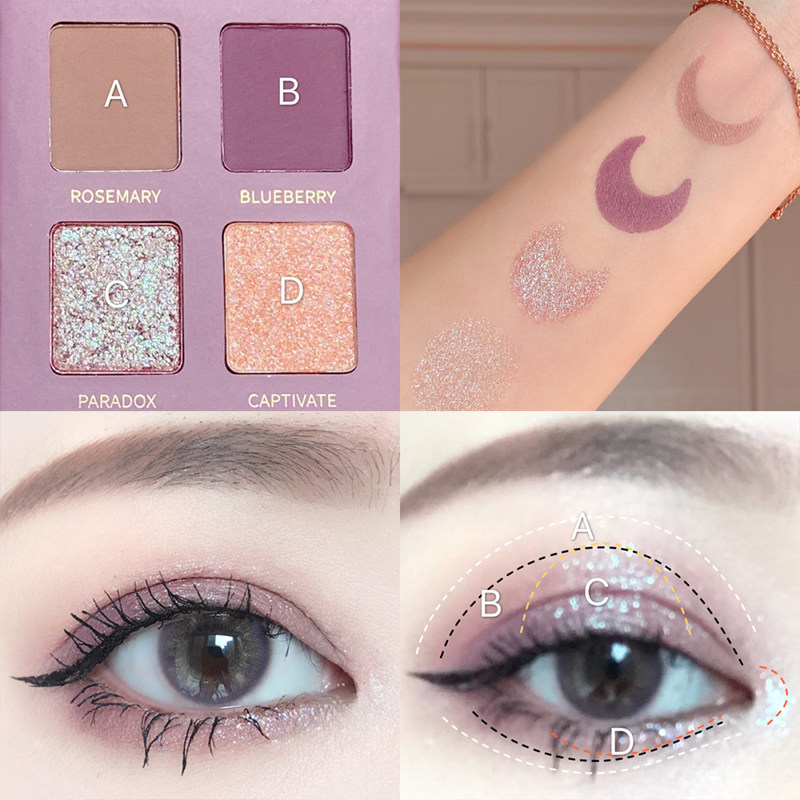 Korean red grape wood portuguese eyeshadow bling flash net red eyeshadow tray Small tray portable purple ins parity