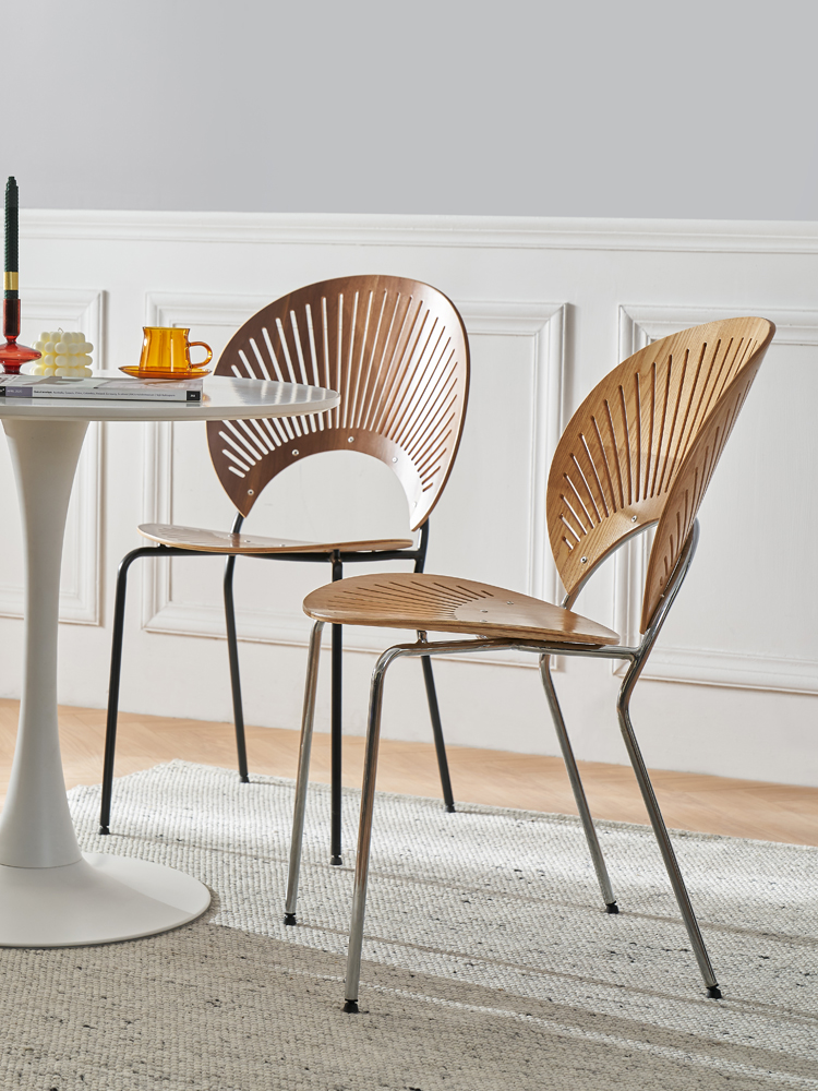 Nordic designer shell chair Simple household chair ins Modern middle-aged backrest makeup chair Creative light luxury dining chair
