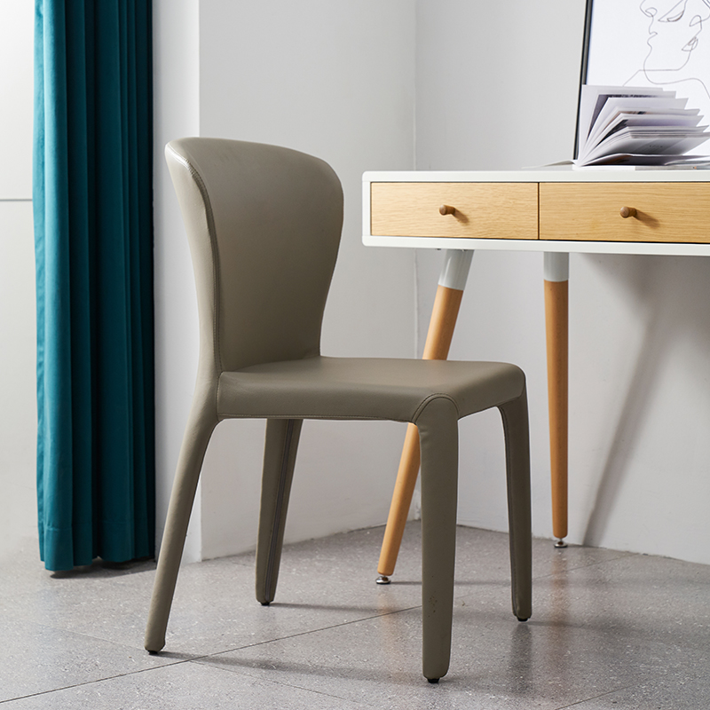 Nordic minimalist PU leather soft bag backrest dining chair-like board room for a coffee hall Home Internet Red Casual Chair