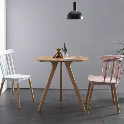 Nordic creative solid wood round coffee table simple small family dining room to negotiate reception leisure table and chair combination