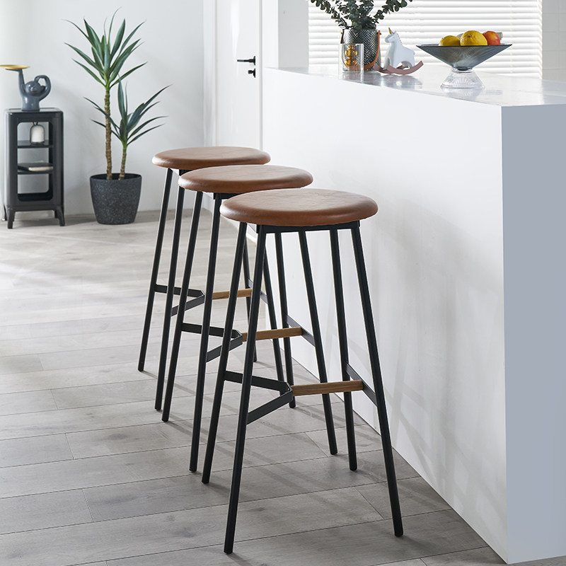 Nordic bar chair Wrought iron retro high stool Modern simple backrest Home bar bar stool high chair