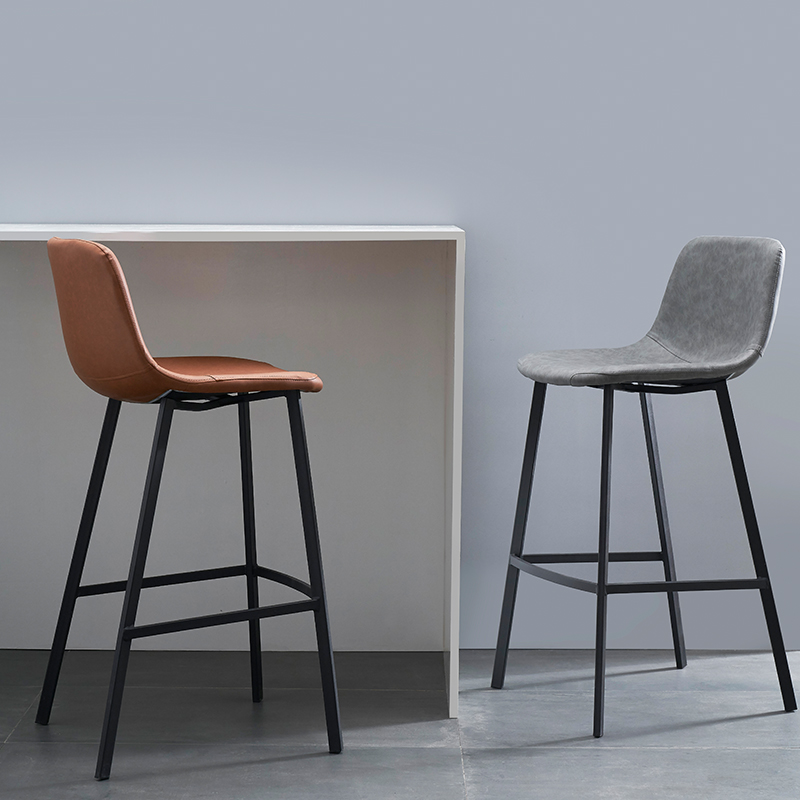 Nordic modern minimalist iron back bar chair front desk bar chair high back single retro home high stool