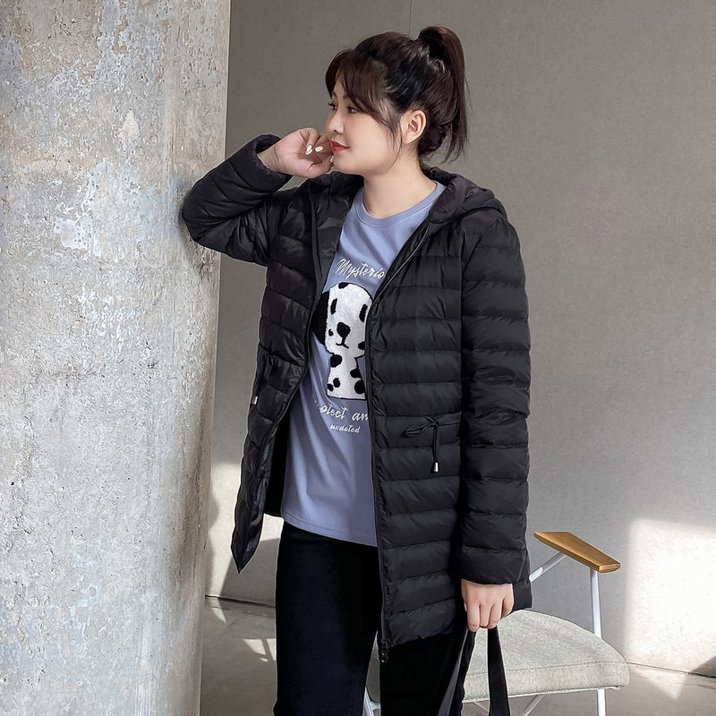 (clear bin RMB200 ) Large size women's dress Winter Fat MM Lianhood 90% white duck suede mid-down jacket