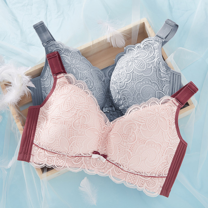 MsShe plus size new spring without steel rims anti-bacteria and mite latex anti-sagging full cup lace small cutie