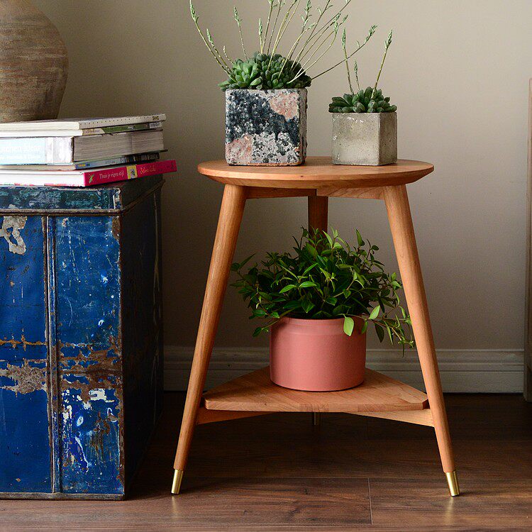 Nordic Ins Wind Solid Wood Bed Head Cabinet Black Hu Peach Side Table Cherry Wood Sofa Edge A Few Brass Light Lavish Corner A Few Days