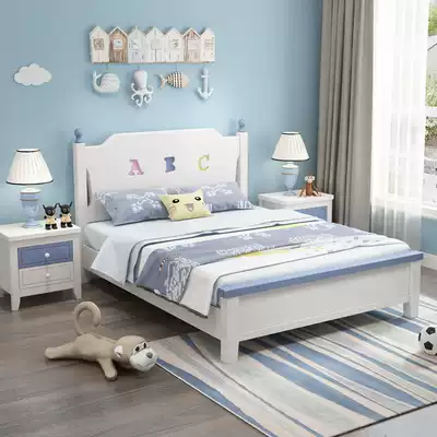 Solid wood children's bed boys and girls baby teenagers 1 2 meters 1 5 meters single bed white storage furniture
