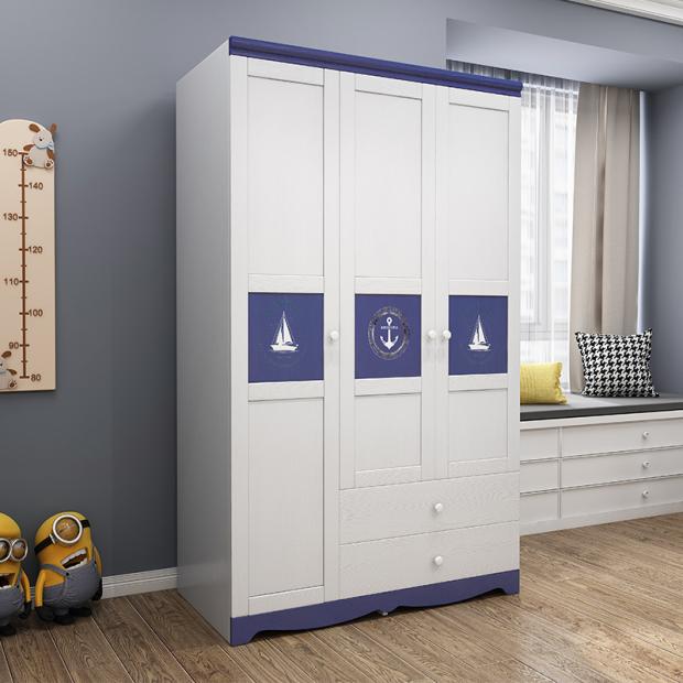 Solid wood boys and girls' wardrobe 1 2 m flat door 1 6m pull wood storage locker bedroom furniture