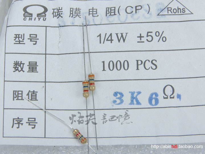 Positive Plant Out of 5% Precision Four Color Ring 1 4W 3K6 3 6K Carbon Membrane Resistance