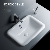 Small and medium size Nordic square ceramic semi-recessed wash basin washbasin washbasin counter basin toilet counter basin
