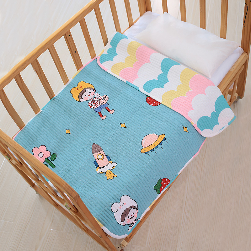 Children's cotton quilted washed double-sided bed cover machine washable mattress all-around kindergarten cotton crib cover custom