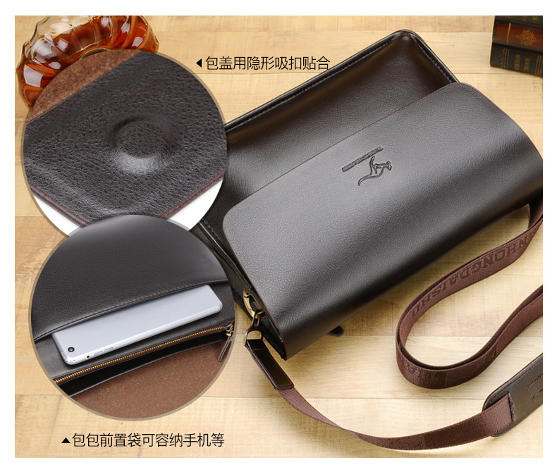 Của nam giới vai túi phần dọc túi Messenger Kangaroo túi da mặt cắt ngang túi ba lô kinh doanh bình thường da của nam giới túi túi gucci nam