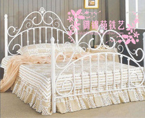 yD001 European-style iron art bed net red double bed hotel Minjuku Iron Bed White Princess Bed Plus Coarse Bed Frame