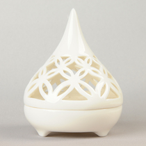 Taiwan ceramic incense burner white magnetic triangle Qibao through handmade