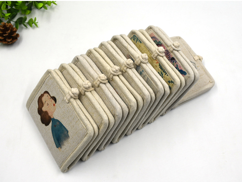 Ví vải thủ công nữ ngắn đoạn Nhật Bản và Hàn Quốc gói gấp thẻ retro cotton và vải lanh handmade ví tiền bằng vải đơn giản ví nhỏ - Ví tiền bóp nam