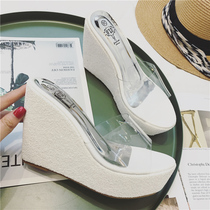 2021 new summer transparent sequin slope and sandals women 333-8