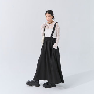 QUEENSHOP 2025秋冬新品女装褶皱宽肩两穿吊带连衣裙03060325