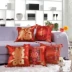 Big chữ đỏ phước lành hi từ hôn lễ đệm sofa gối với lõi satin gối che xe gối - Trở lại đệm / Bolsters gối và chăn 2 trong 1 Trở lại đệm / Bolsters