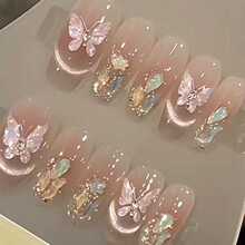 Wearing armour by hand, super fairy, butterfly love, flower net, popular nail care, gentle butterfly ins, powder blusher, early spring nail care