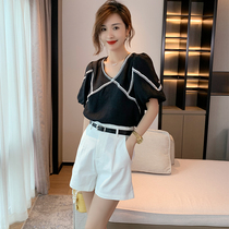 Bubble Sleeves Snow-spinning Shirts Womens Clothing 2022 Summer New stock High-sense temperament fashion short sleeve blouses