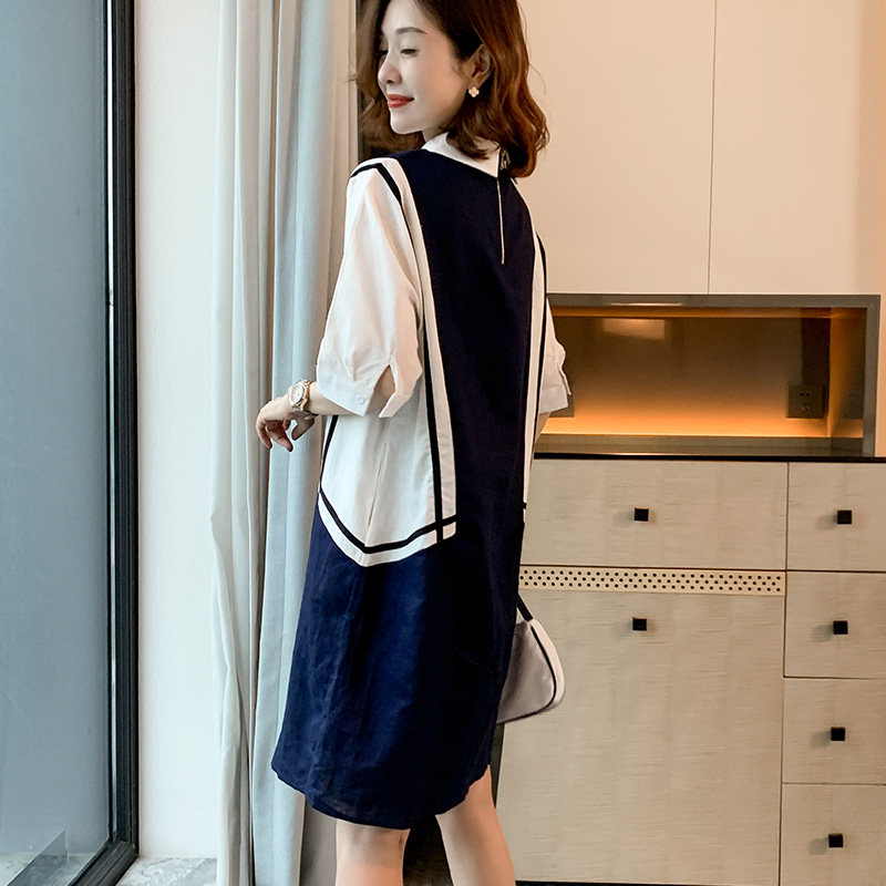 Cotton Linen Dress Woman Summer 2022 New European Station European Goods Tide Polo Collar Cover Slim Fit Shirt Dress