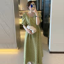 Wave Dot Bubble Cuff dress Women Eurostock 2022 Summer new round collar fashion Fashion Temperament Slim Cashew a word dress