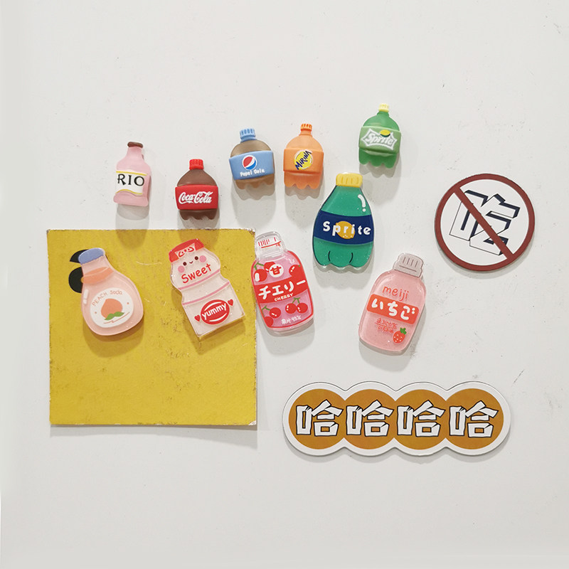 Drink Acrylic Fridge With Magnet Sticker Emulation Food Home Decoration Personality Creative 3d Solid magnet