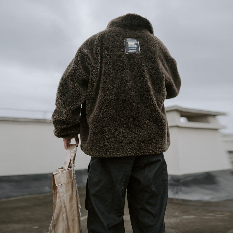 Damp Grain Suede Lamb Wool Jacket Male short Thickened Goat Cut Cashmere Leather Grass Fur Integrated Coat Jacket Loose-Taobao