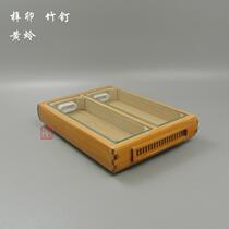 Mortise and tenon bamboo nails Old bamboo double grid yellow sandfly box Bamboo insect box