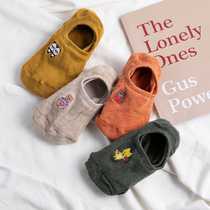 Socks womens socks cotton shallow mouth invisible boat Socks women silicone non-slip summer thin Korean Japanese cute cotton socks