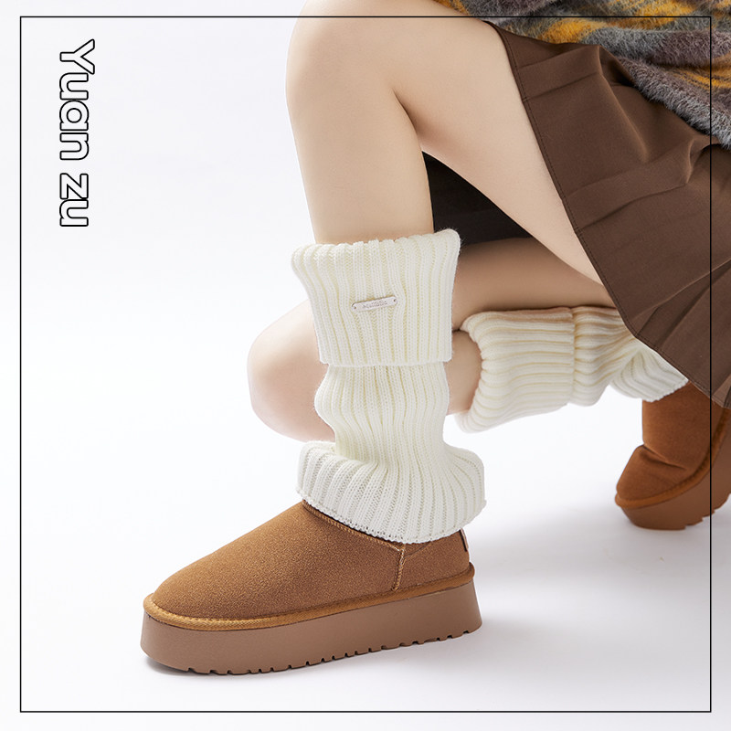 White Pile Socks Socks Women's Autumn Winter Accessories Snowy Boots Socks 2023 New y2k Long Drum Warm Knit Leg Sleeves-Taobao