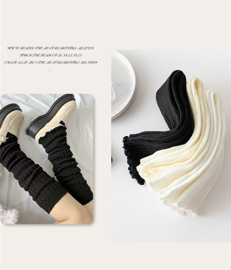 白色jk袜子女中筒袜保暖针织袜套秋冬日系堆堆袜亚文化小腿套辣妹详情15