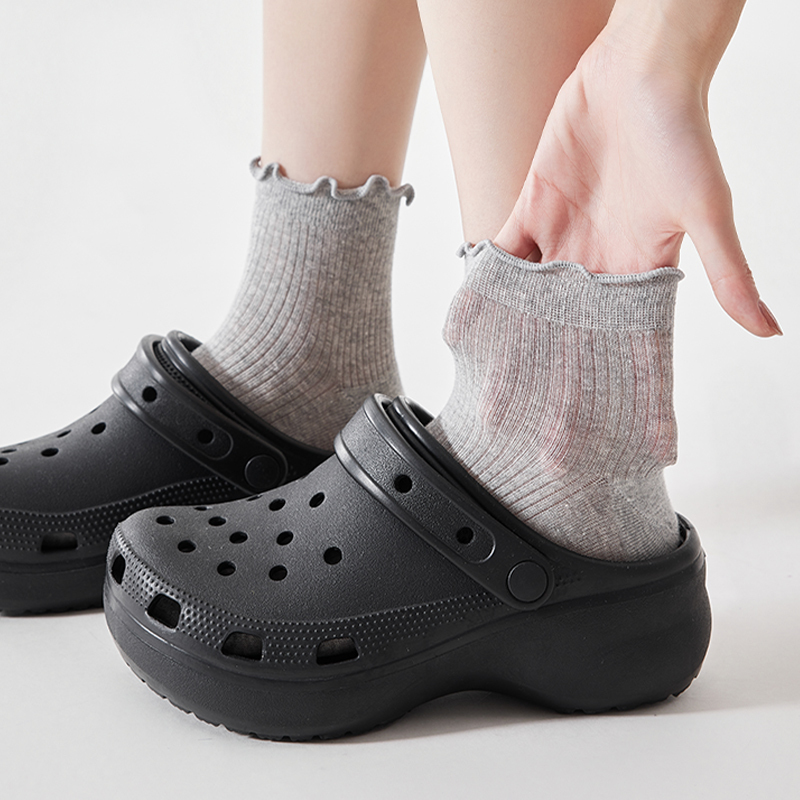 Lace Socks for Women, Short Socks, Summer Thin Style, Pure Cotton Socks, Breathable, Gray, Suitable for Wearing with Clogs, Women's Short Style for Summer Lace Socks for Women, Short Socks, Summer Thin Style, Pure Cotton Socks, Breathable, Gray, Suitable for Wearing with Clogs, Women's Short Style for Summer