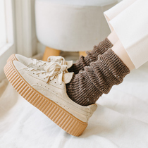 Stacking socks childrens socks autumn and winter wool socks womens Japanese Korean version of college style winter solid color socks stockings