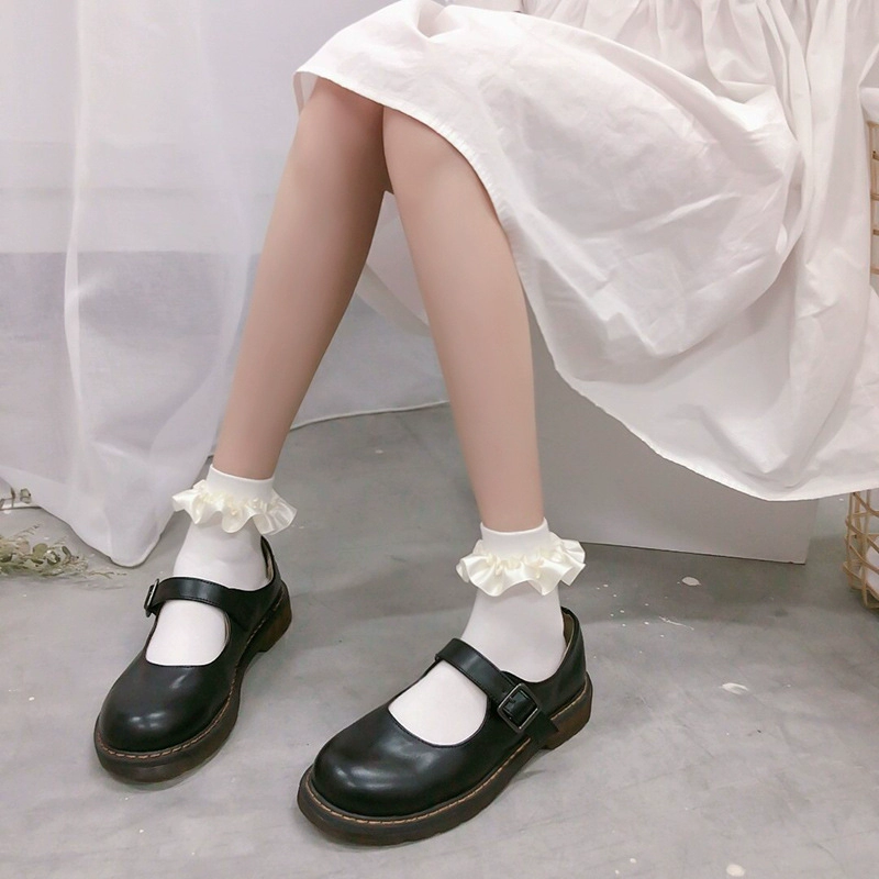 White Lolita Lolita vớ mềm cô gái mùa hè vớ ngắn nữ Nhật Bản dễ thương ren mỏng mùa hè Hàn Quốc - Vớ sợi tre