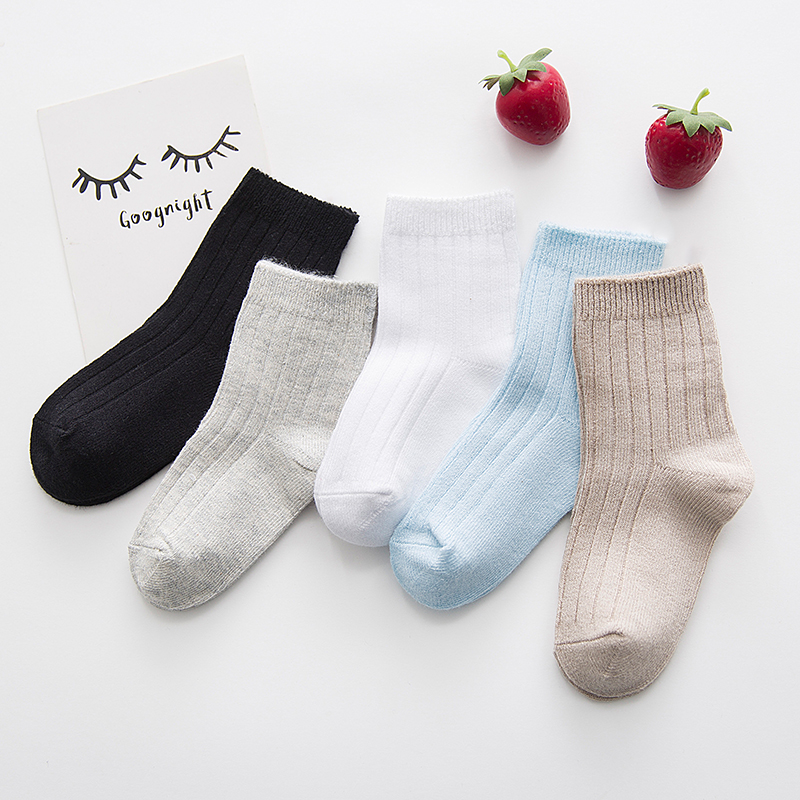 Children's socks pure cotton 3 - 5 years old 7 - 9 year old baby socks girl socks spring and summer boy socks mid - socks