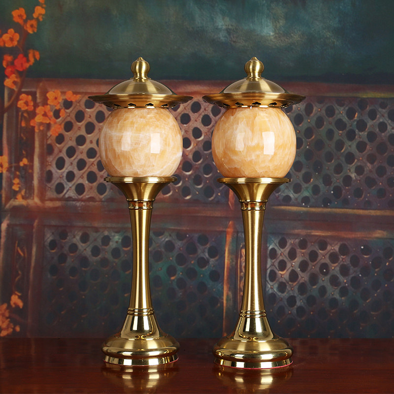 Yuantong Buddha with pure copper shrine lamp yellow jade Buddha lamp for lamp Buddha front for lamp Buddha hall Guanyin Changming lamp for Buddha lamp