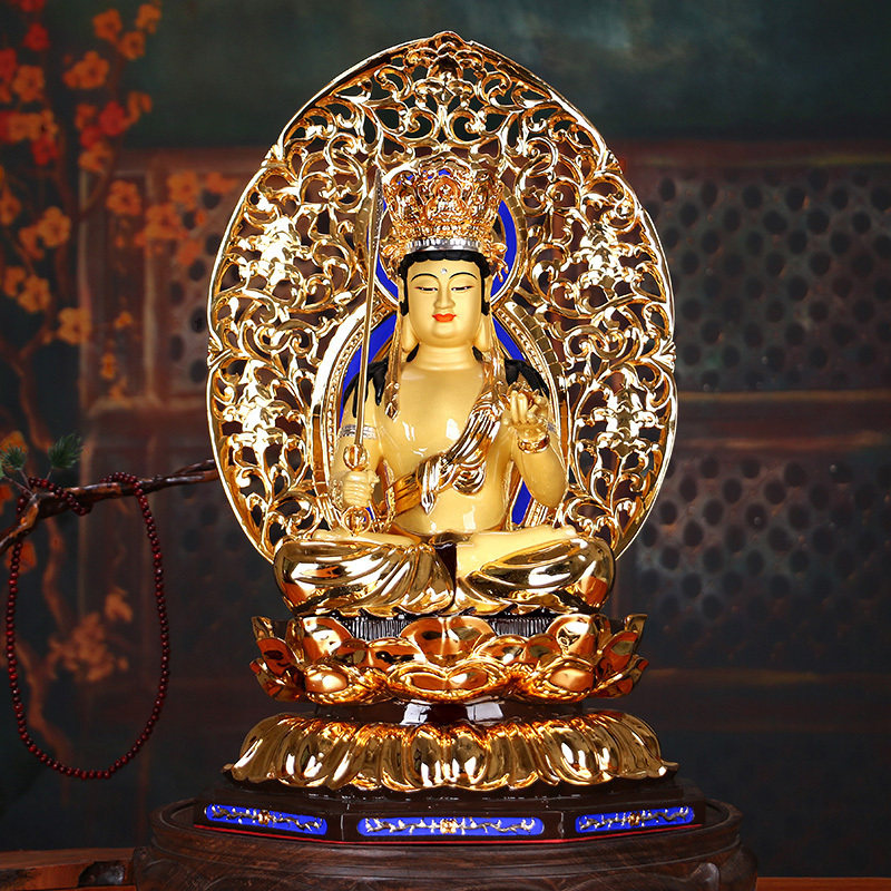 Void Tibetan Bodhisattva Buddha statue Taiwan pure copper gilt ornaments home living room Buddha hall bronze sculpture sitting statue of life Buddha statue