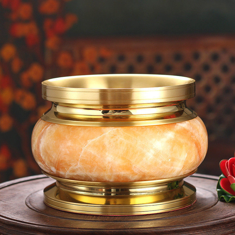Yuantong Buddha with jade incense burner pure copper incense burner household indoor for Buddha sandalwood incense burner for God of Wealth burning incense burner incense burner