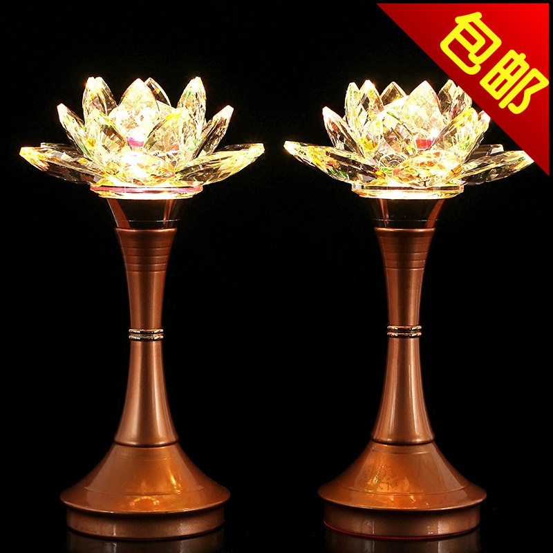Yuantong Buddha LED Crystal Lotus lamp Buddha lamp Household lotus lamp Buddha front electric lamp for Buddha Changming Lamp