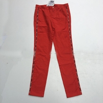 O sale spring and autumn straight thin beaded color jeans color mid-rise straight pants casual pants women D447754