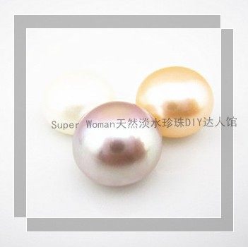 DIY half-hole naked bead loose bead 11-11 5mm fresh water natural pearl flat round pearl flawless glare